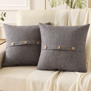 🌿 Dark Grey Linen 24x24 Farmhouse Modern Decorative Throw Pillow Covers